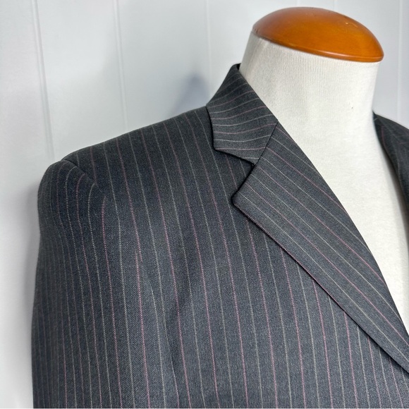 Paul Smith X R. Newbold Red & Gold Striped Gray Suit - Picture 3 of 12